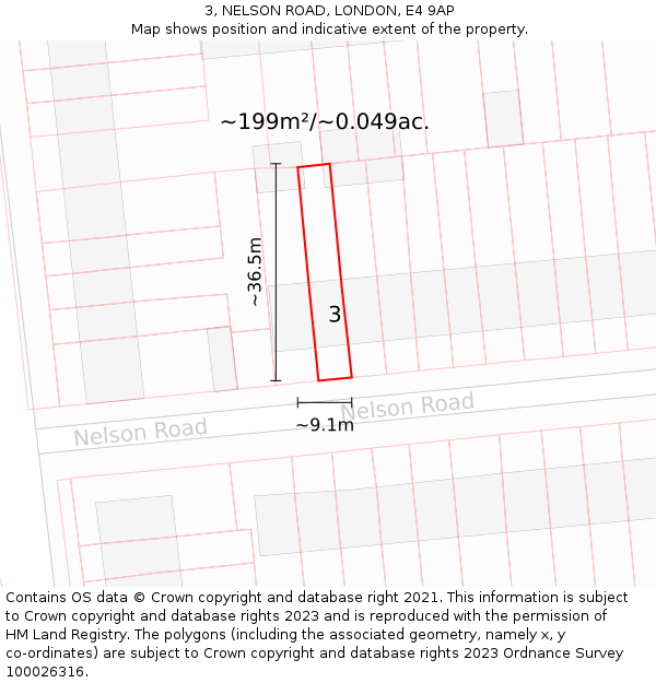 3, NELSON ROAD, LONDON, E4 9AP: Plot and title map