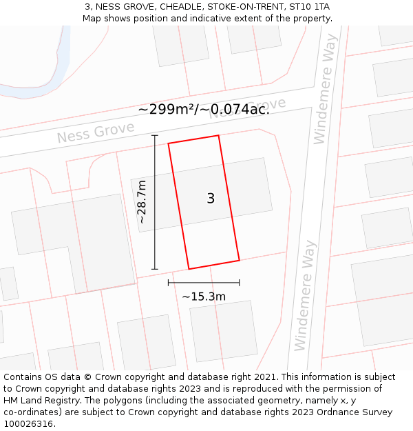 3, NESS GROVE, CHEADLE, STOKE-ON-TRENT, ST10 1TA: Plot and title map