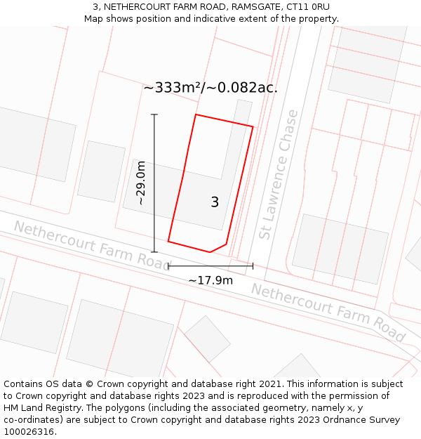 3, NETHERCOURT FARM ROAD, RAMSGATE, CT11 0RU: Plot and title map