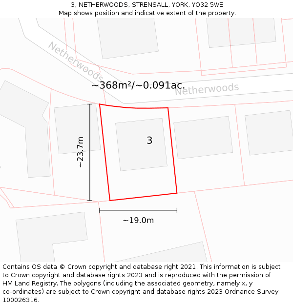 3, NETHERWOODS, STRENSALL, YORK, YO32 5WE: Plot and title map