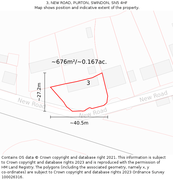 3, NEW ROAD, PURTON, SWINDON, SN5 4HF: Plot and title map