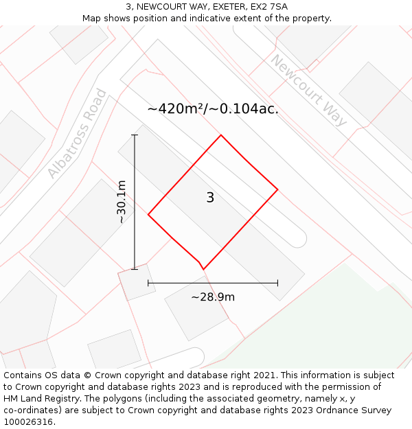 3, NEWCOURT WAY, EXETER, EX2 7SA: Plot and title map