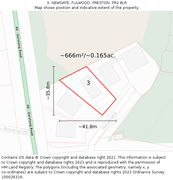 3, NEWGATE, FULWOOD, PRESTON, PR2 8LR: Plot and title map