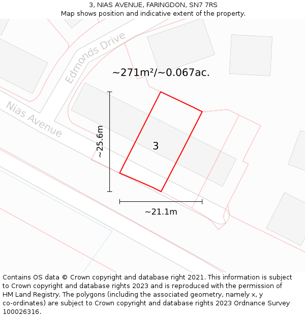 3, NIAS AVENUE, FARINGDON, SN7 7RS: Plot and title map