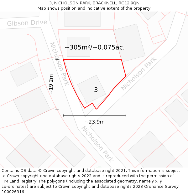 3, NICHOLSON PARK, BRACKNELL, RG12 9QN: Plot and title map