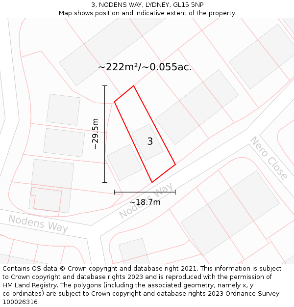 3, NODENS WAY, LYDNEY, GL15 5NP: Plot and title map