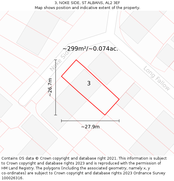 3, NOKE SIDE, ST ALBANS, AL2 3EF: Plot and title map