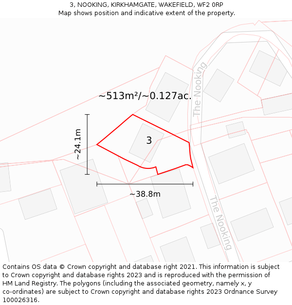 3, NOOKING, KIRKHAMGATE, WAKEFIELD, WF2 0RP: Plot and title map