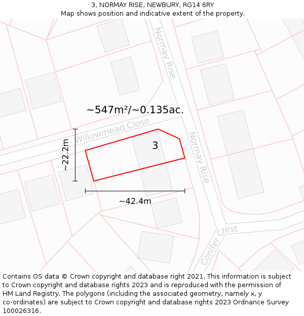 3, NORMAY RISE, NEWBURY, RG14 6RY: Plot and title map