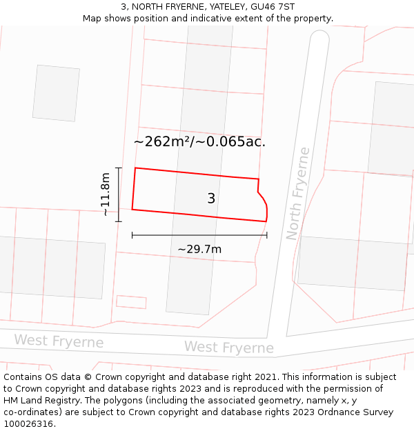 3, NORTH FRYERNE, YATELEY, GU46 7ST: Plot and title map