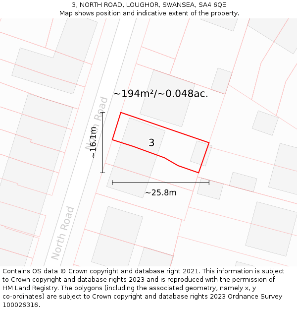 3, NORTH ROAD, LOUGHOR, SWANSEA, SA4 6QE: Plot and title map