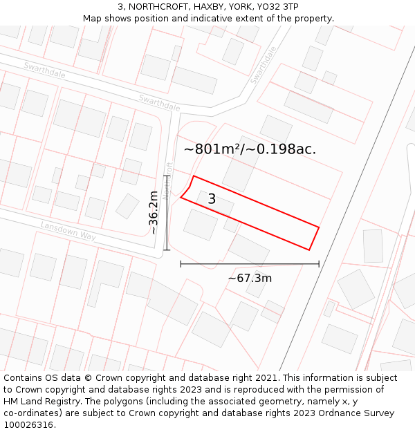 3, NORTHCROFT, HAXBY, YORK, YO32 3TP: Plot and title map