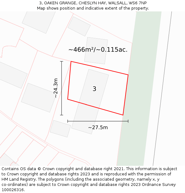 3, OAKEN GRANGE, CHESLYN HAY, WALSALL, WS6 7NP: Plot and title map