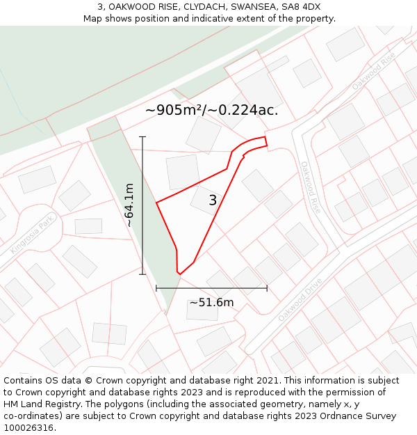 3, OAKWOOD RISE, CLYDACH, SWANSEA, SA8 4DX: Plot and title map