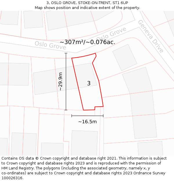 3, OSLO GROVE, STOKE-ON-TRENT, ST1 6UP: Plot and title map