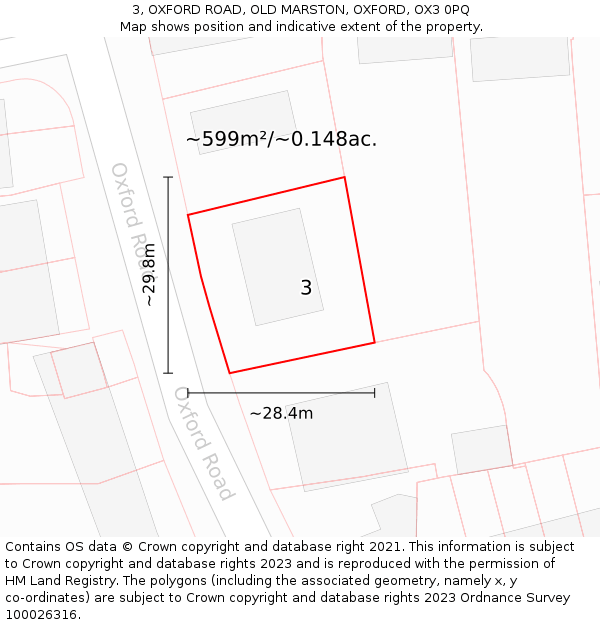 3, OXFORD ROAD, OLD MARSTON, OXFORD, OX3 0PQ: Plot and title map