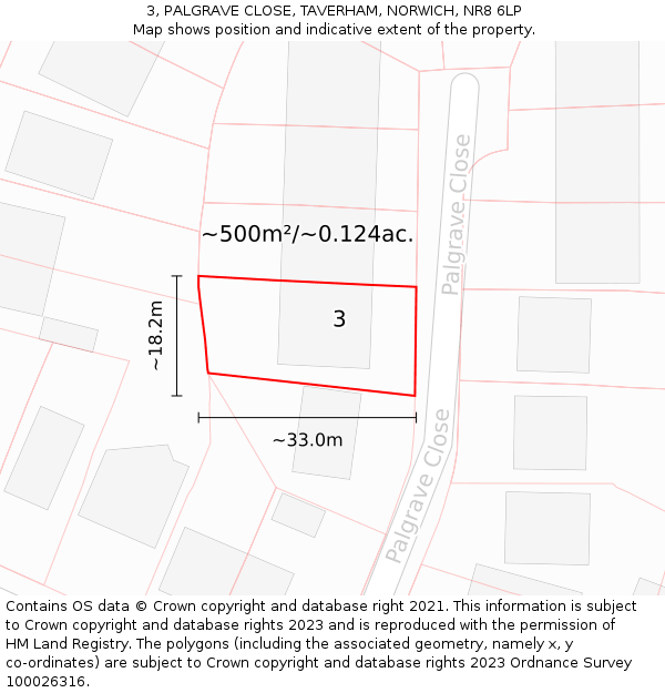 3, PALGRAVE CLOSE, TAVERHAM, NORWICH, NR8 6LP: Plot and title map