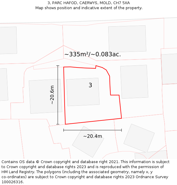 3, PARC HAFOD, CAERWYS, MOLD, CH7 5XA: Plot and title map