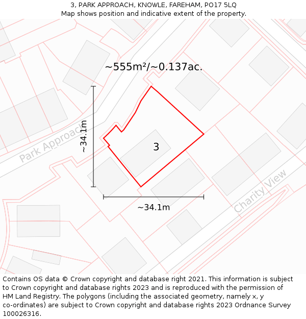 3, PARK APPROACH, KNOWLE, FAREHAM, PO17 5LQ: Plot and title map