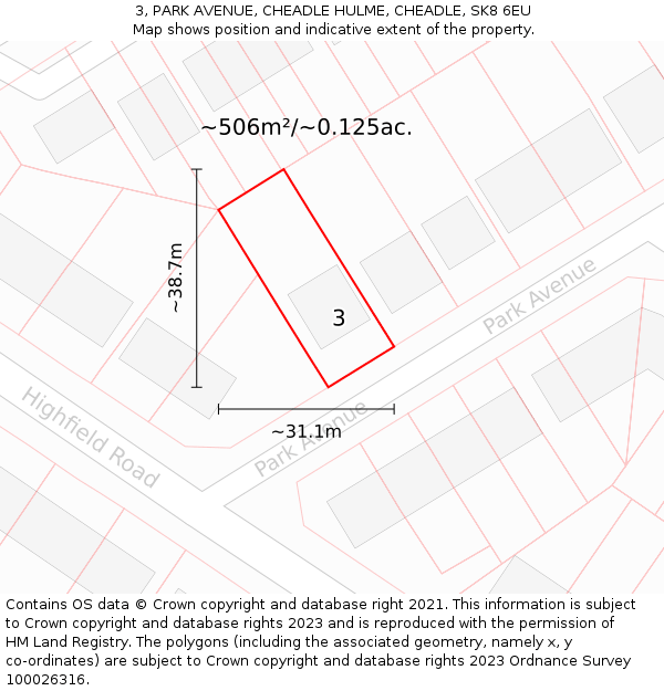 3, PARK AVENUE, CHEADLE HULME, CHEADLE, SK8 6EU: Plot and title map