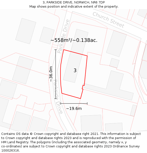 3, PARKSIDE DRIVE, NORWICH, NR6 7DP: Plot and title map