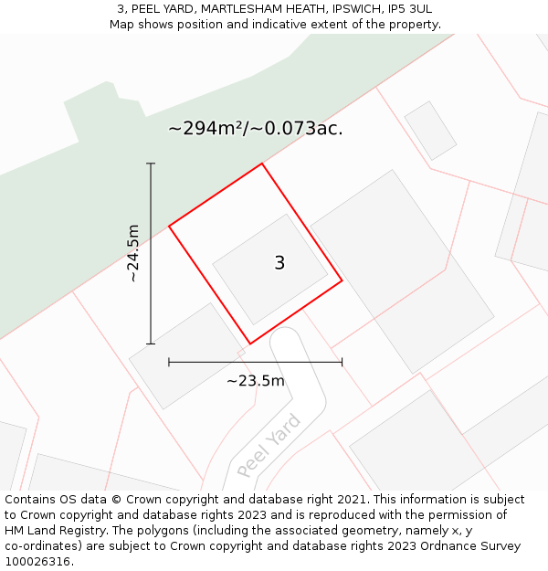 3, PEEL YARD, MARTLESHAM HEATH, IPSWICH, IP5 3UL: Plot and title map