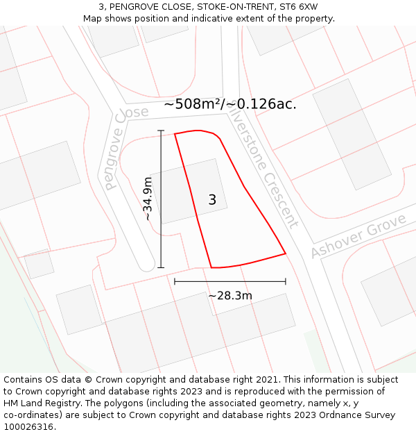 3, PENGROVE CLOSE, STOKE-ON-TRENT, ST6 6XW: Plot and title map