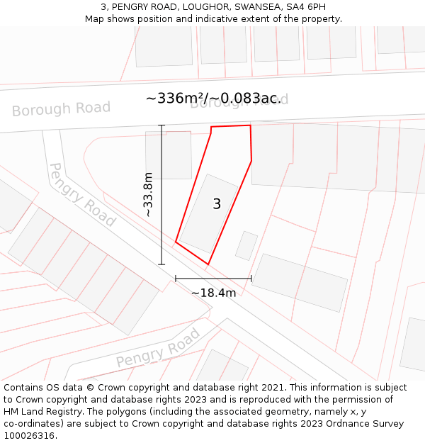 3, PENGRY ROAD, LOUGHOR, SWANSEA, SA4 6PH: Plot and title map