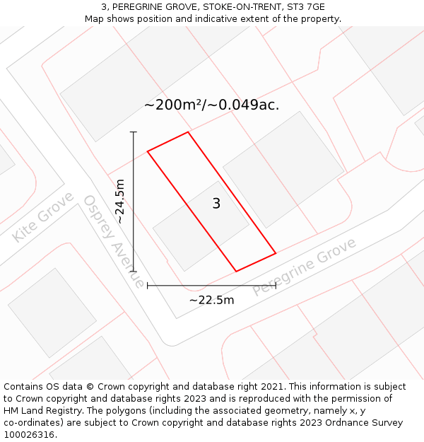 3, PEREGRINE GROVE, STOKE-ON-TRENT, ST3 7GE: Plot and title map