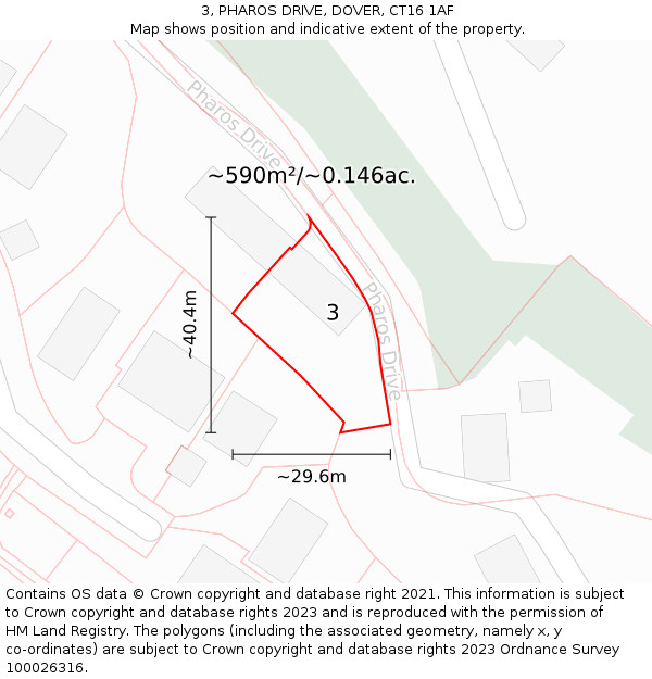 3, PHAROS DRIVE, DOVER, CT16 1AF: Plot and title map