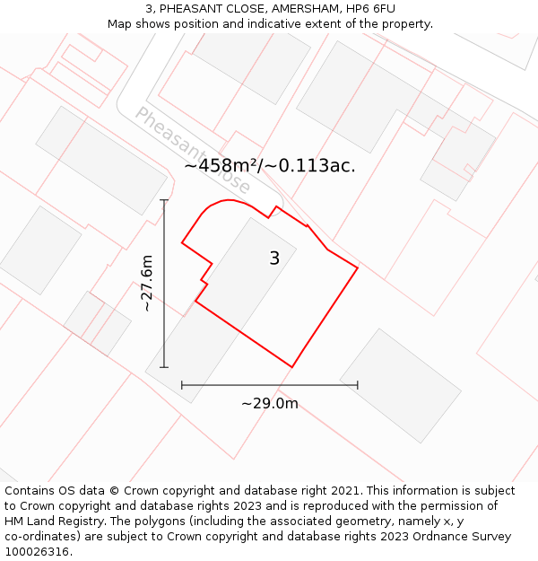 3, PHEASANT CLOSE, AMERSHAM, HP6 6FU: Plot and title map