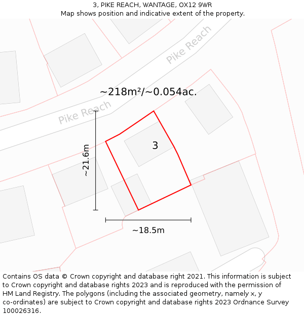 3, PIKE REACH, WANTAGE, OX12 9WR: Plot and title map