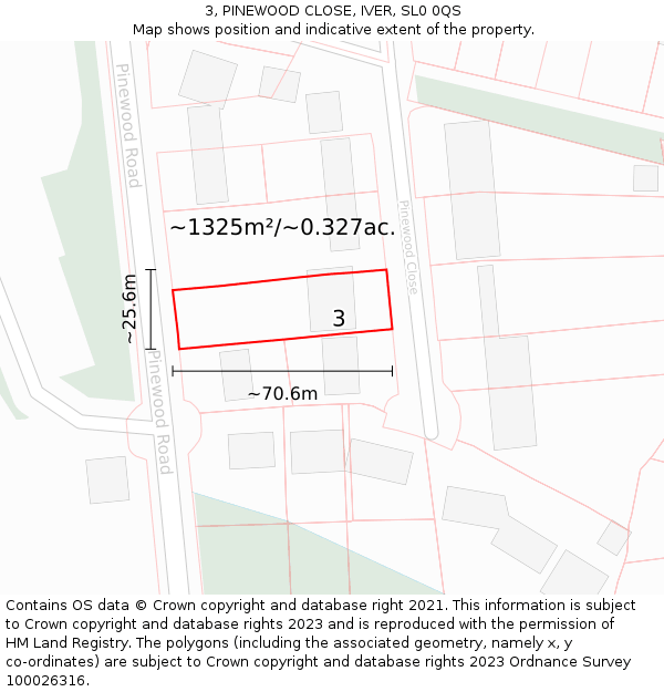 3, PINEWOOD CLOSE, IVER, SL0 0QS: Plot and title map