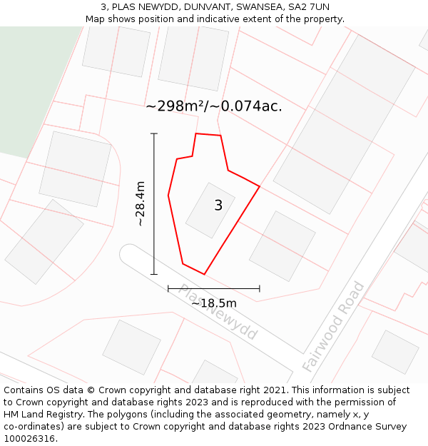 3, PLAS NEWYDD, DUNVANT, SWANSEA, SA2 7UN: Plot and title map