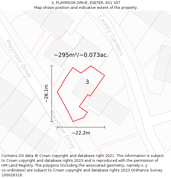 3, PLAYMOOR DRIVE, EXETER, EX1 3ST: Plot and title map