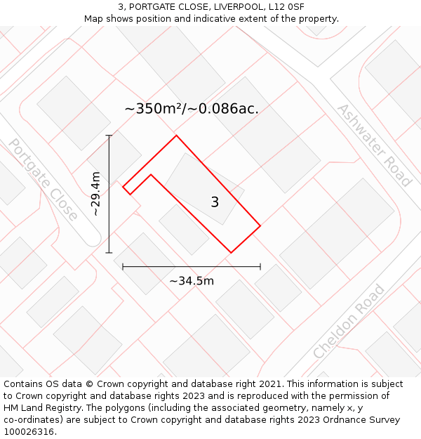 3, PORTGATE CLOSE, LIVERPOOL, L12 0SF: Plot and title map