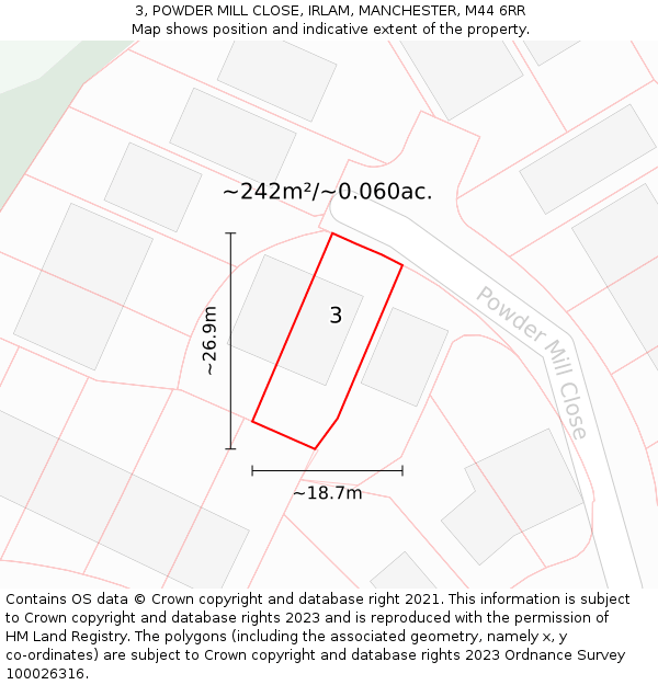 3, POWDER MILL CLOSE, IRLAM, MANCHESTER, M44 6RR: Plot and title map