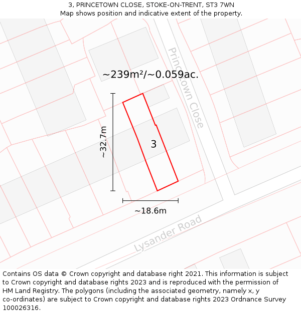 3, PRINCETOWN CLOSE, STOKE-ON-TRENT, ST3 7WN: Plot and title map