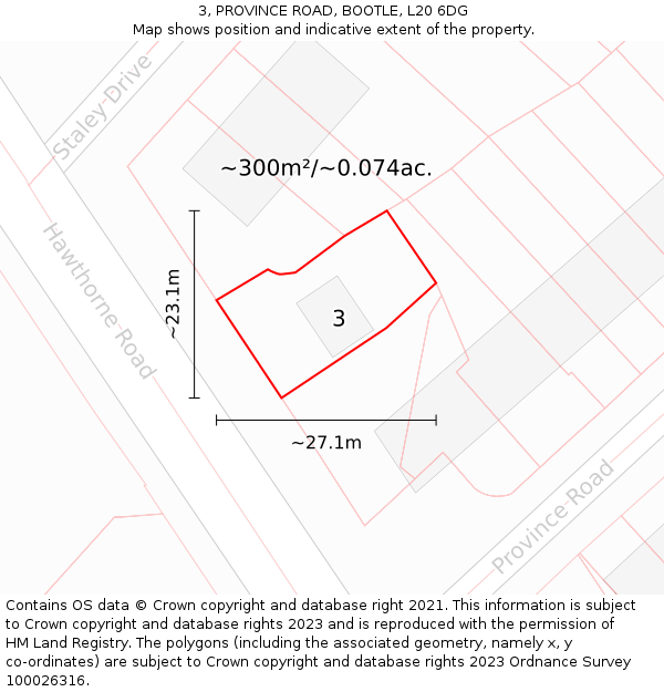 3, PROVINCE ROAD, BOOTLE, L20 6DG: Plot and title map