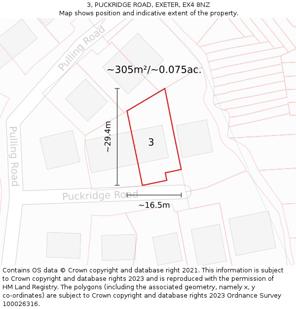 3, PUCKRIDGE ROAD, EXETER, EX4 8NZ: Plot and title map