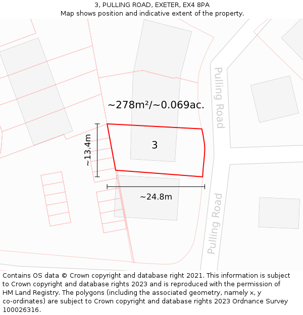 3, PULLING ROAD, EXETER, EX4 8PA: Plot and title map