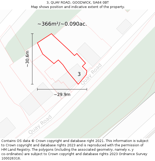 3, QUAY ROAD, GOODWICK, SA64 0BT: Plot and title map