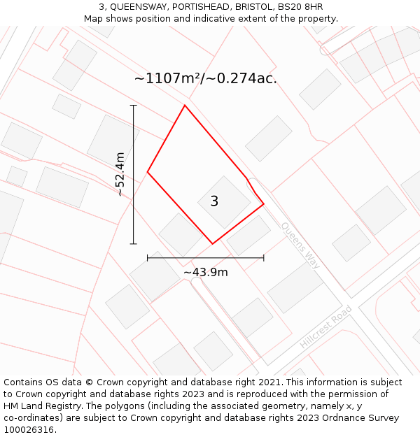 3, QUEENSWAY, PORTISHEAD, BRISTOL, BS20 8HR: Plot and title map