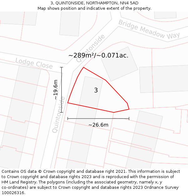 3, QUINTONSIDE, NORTHAMPTON, NN4 5AD: Plot and title map