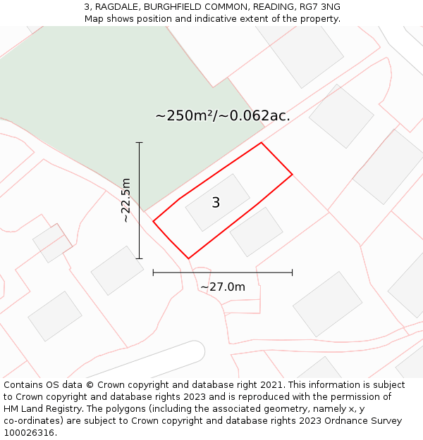 3, RAGDALE, BURGHFIELD COMMON, READING, RG7 3NG: Plot and title map