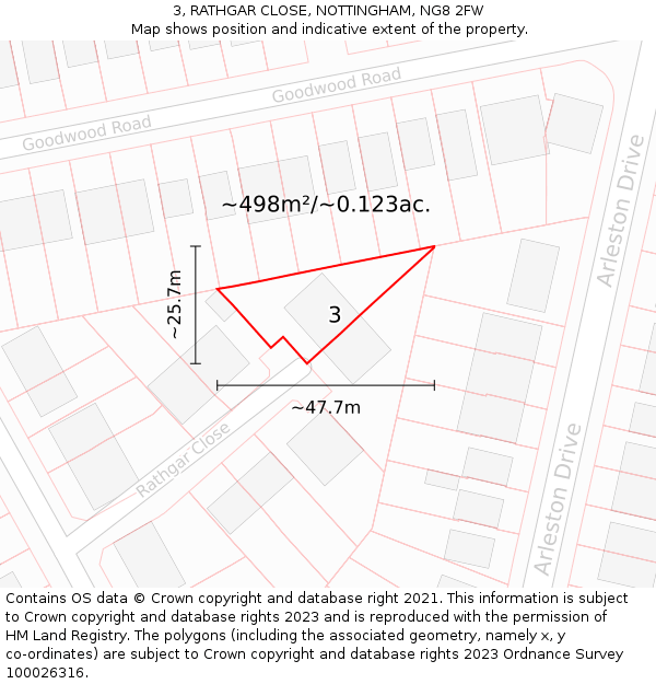 3, RATHGAR CLOSE, NOTTINGHAM, NG8 2FW: Plot and title map