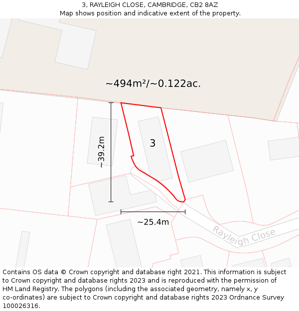 3, RAYLEIGH CLOSE, CAMBRIDGE, CB2 8AZ: Plot and title map