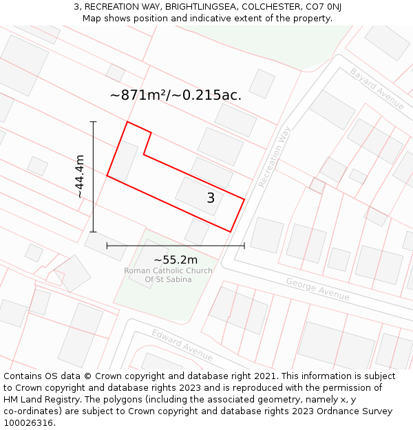 3, RECREATION WAY, BRIGHTLINGSEA, COLCHESTER, CO7 0NJ: Plot and title map