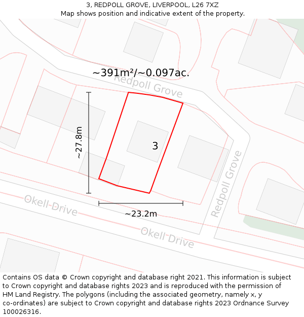 3, REDPOLL GROVE, LIVERPOOL, L26 7XZ: Plot and title map