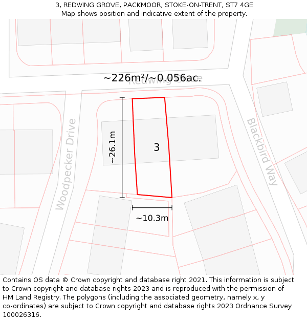 3, REDWING GROVE, PACKMOOR, STOKE-ON-TRENT, ST7 4GE: Plot and title map